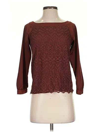Pre-owned H&m 3/4 Sleeve T-shirt In Burgundy