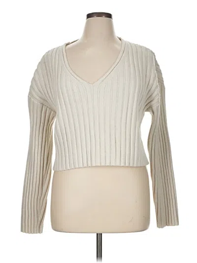 Pre-owned H&m 3/4 Sleeve T-shirt In Ivory