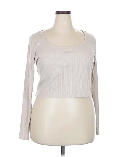 Pre-owned H&m 3/4 Sleeve T-shirt In Tan