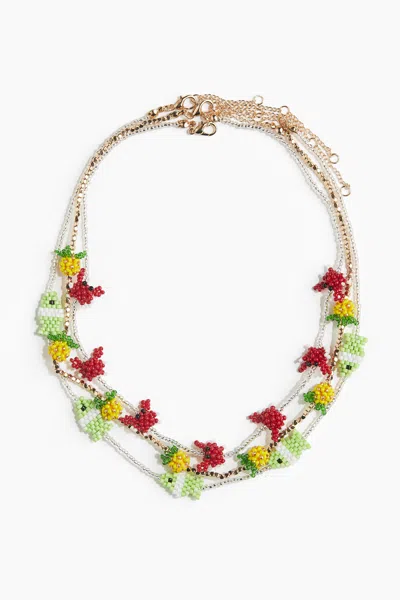 H&m 3-pack Beaded Necklaces In Gold-colored/pineapples