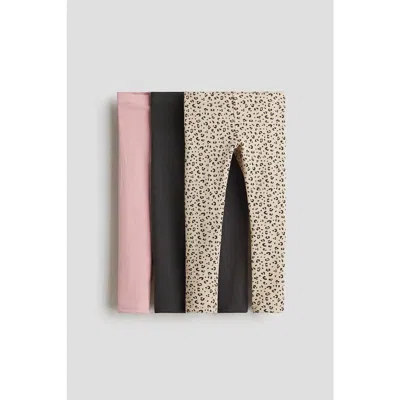 H&m Kids'  3-pack Brushed-inside Jersey Leggings In Multi