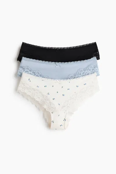 H&m 3-pack Cotton And Lace Hipster Briefs In Multi