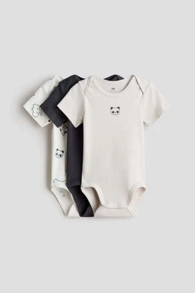 H&m Babies'  3-pack Cotton Envelope-neck Bodysuits In Multi