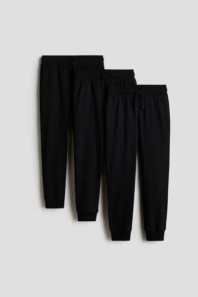 H&m Kids' 3-pack Cotton Joggers In Black