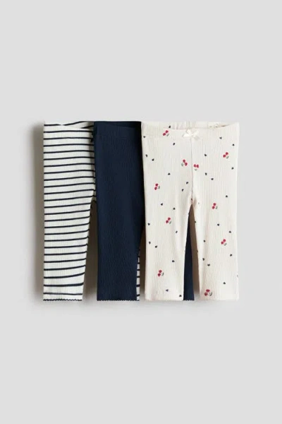 H&m Babies'  3-pack Cotton Leggings In Neutral