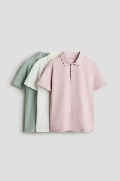 H&m Kids'  3-pack Cotton Polo Shirts In Multi