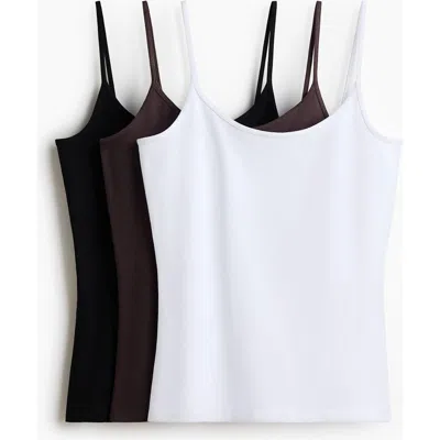 H&m 3-pack Cotton Strappy Tops In Multi