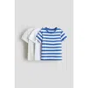 H&m Kids'  3-pack Cotton T-shirts In Blue