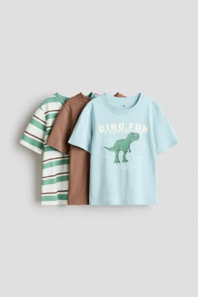 H&m Kids'  3-pack Cotton T-shirts In Blue