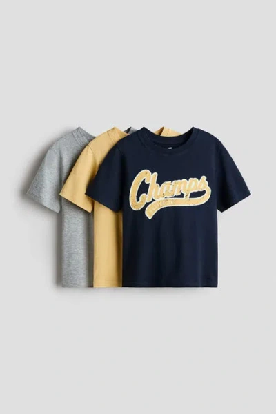 H&m Kids'  3-pack Cotton T-shirts In Multi