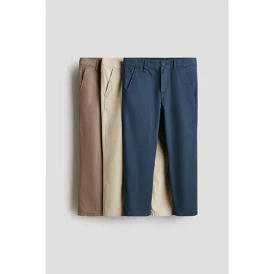 H&m Kids'  3-pack Cotton Twill Chinos In Multi