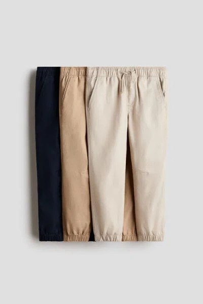 H&m Kids'  3-pack Cotton Twill Joggers In Multi