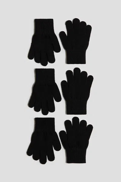 H&m 3-pack Gloves In Black