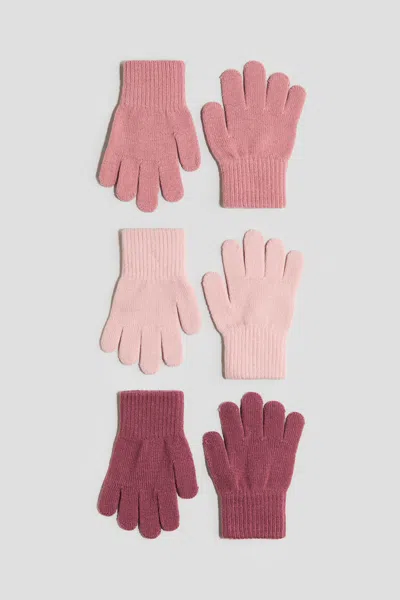 H&m 3-pack Gloves In Dusty Pink/dark Dusty Pink