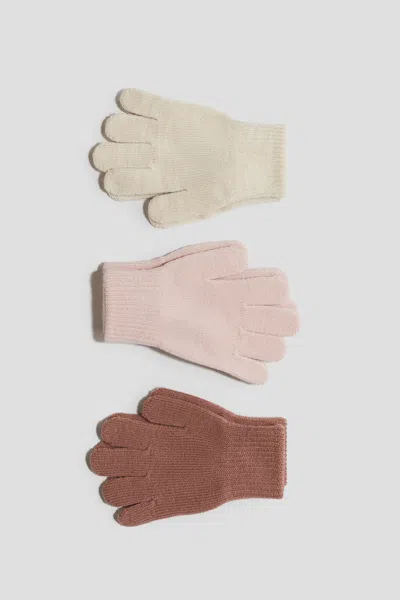 H&m 3-pack Gloves In Light Beige/dusty Pink