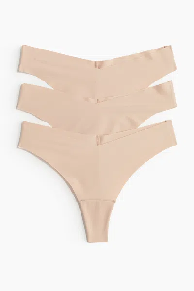 H&m 3-pack Invisible Brazilian Briefs In Neutral