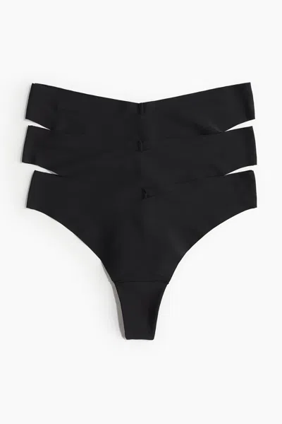 H&m 3-pack Invisible Brazilian Briefs In Black