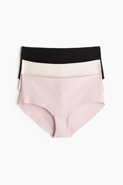 H&m 3-pack Invisible Cotton Hipster Briefs In Pink