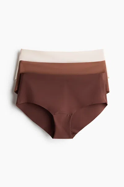H&m 3-pack Invisible Hipster Briefs With Lycra In Brown