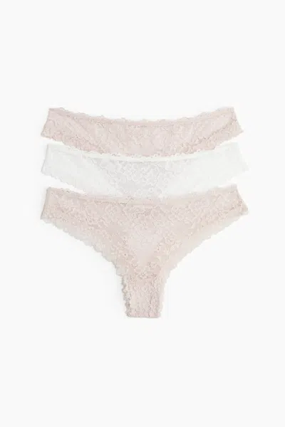 H&m 3-pack Lace Brazilian Briefs In Pink