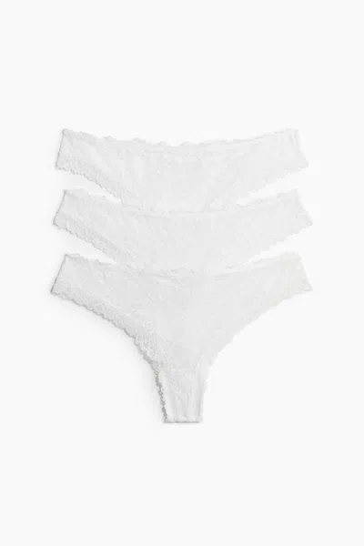 H&m 3-pack Lace Brazilian Briefs In White