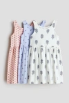 H&m Kids'  3-pack Printed Cotton Dresses In White