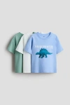 H&m 3-pack Printed T-shirts In Multi