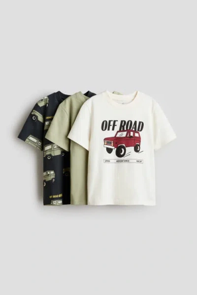 H&m Kids'  3-pack Printed T-shirts In Multi