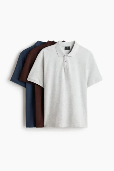 H&m 3-pack Regular Fit Polo Shirts In Multi