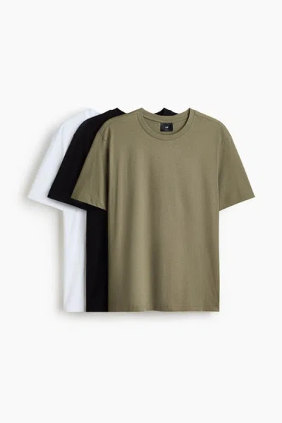 H&m 3-pack Regular Fit T-shirts In Brown