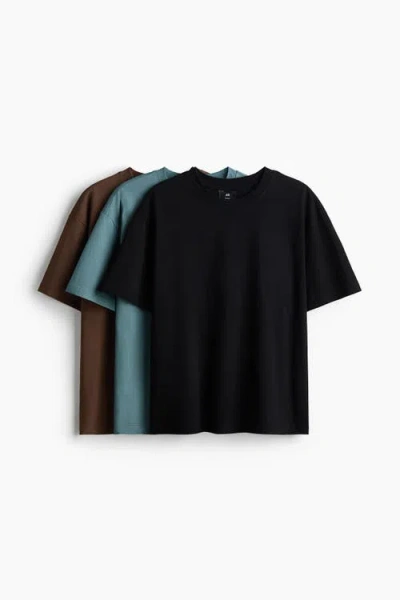 H&m 3-pack Relaxed Fit T-shirts In Black