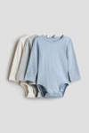 H&m Babies'  3-pack Ribbed Bodysuits In Multi