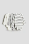 H&m Babies'  3-pack Ribbed Bodysuits In Multi