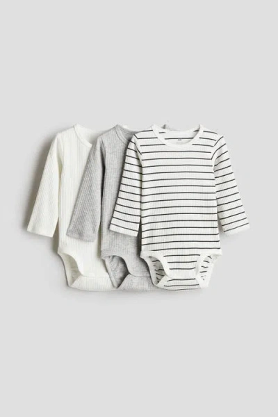 H&m Babies'  3-pack Ribbed Bodysuits In Multi