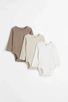 H&m Babies'  3-pack Ribbed Bodysuits In Multi