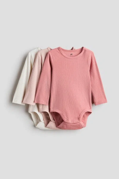 H&m Babies'  3-pack Ribbed Bodysuits In Multi