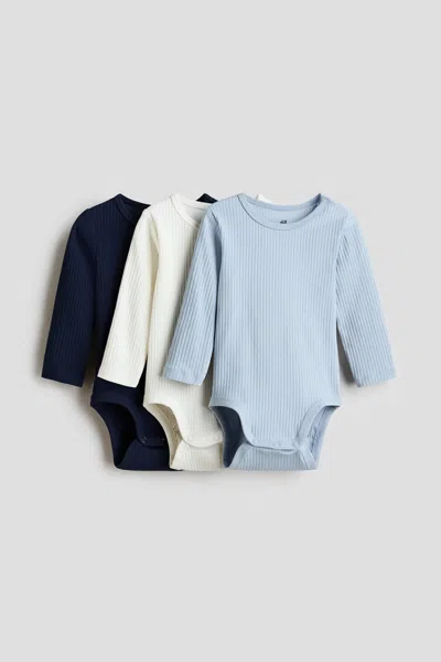 H&m Babies' 3-pack Ribbed Bodysuits In Multi