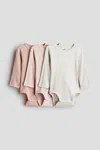 H&m 3-pack Ribbed Bodysuits In Multi