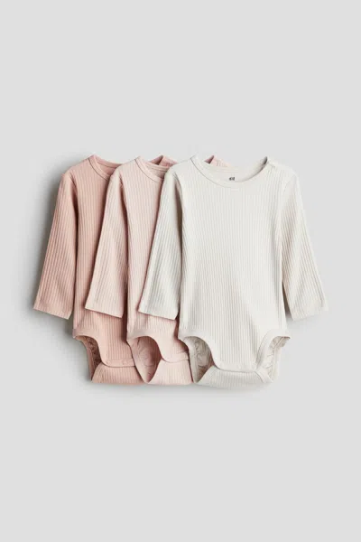 H&m Babies' 3-pack Ribbed Bodysuits In Multi