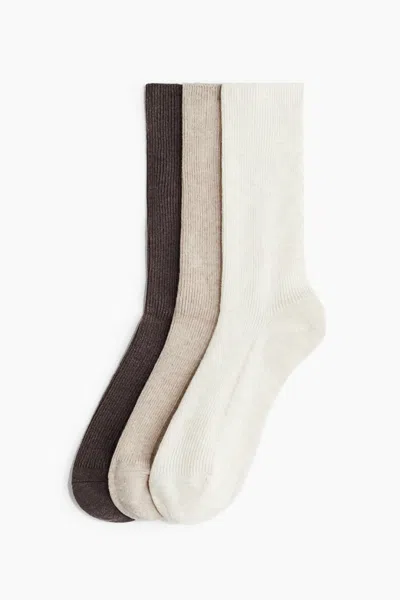 H&m 3-pack Ribbed Socks In Multi