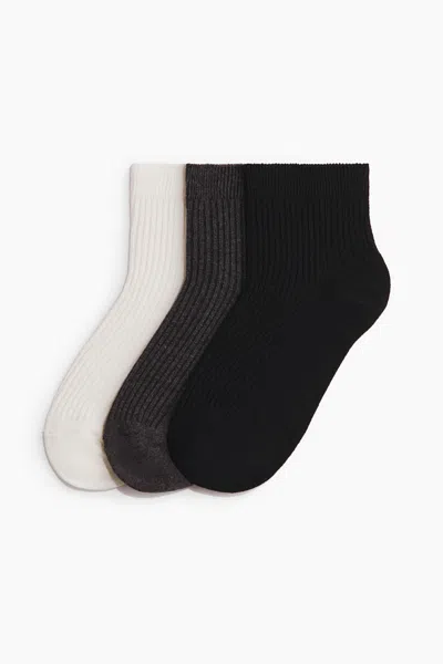 H&m 3-pack Rib-knit Ankle Socks In Multi