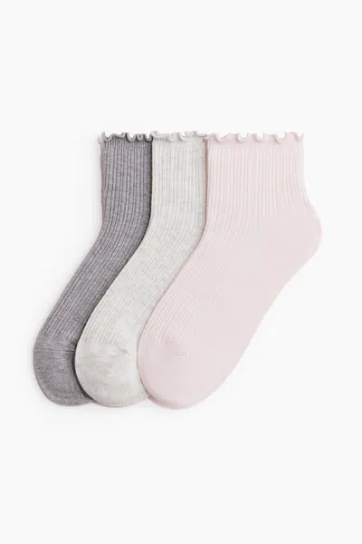 H&m 3-pack Rib-knit Ankle Socks In Multi
