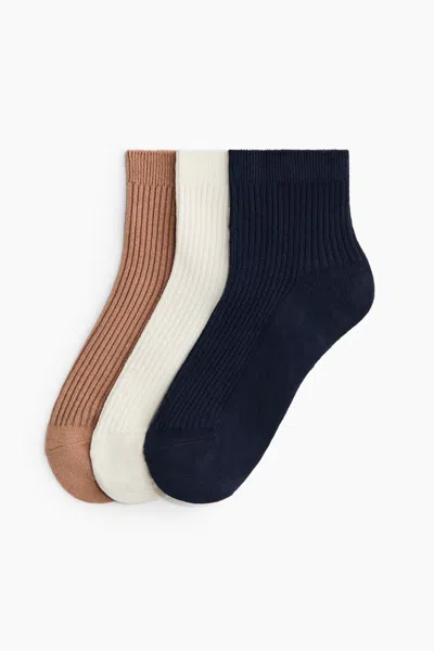 H&m 3-pack Rib-knit Ankle Socks In Multi