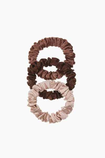 H&m 3-pack Silk Scrunchies In Brown