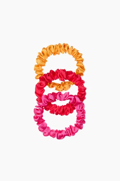 H&m 3-pack Silk Scrunchies In Orange/pink/red