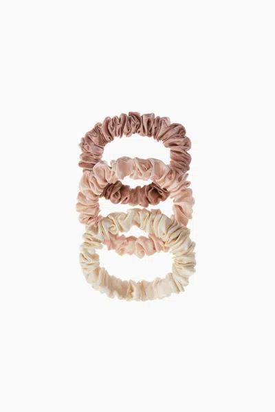 H&m 3-pack Silk Scrunchies In White/dusty Pink/beige