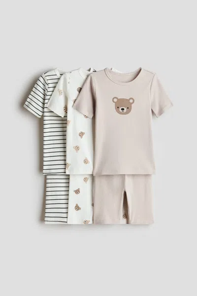 H&m 3-pack Snug-fit Cotton Pajamas In Multi