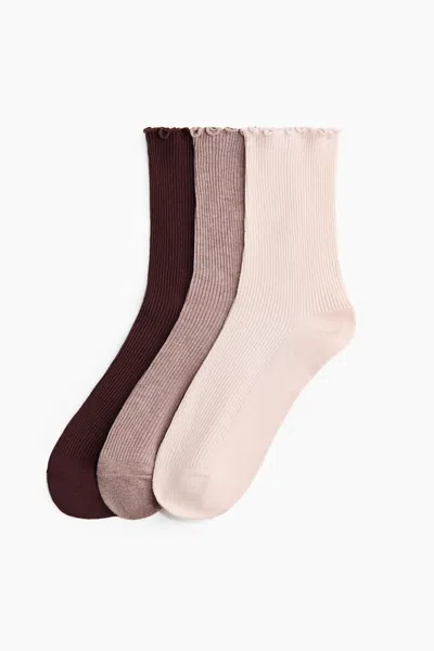 H&m 3-pack Socks With Overlocked Trim In Multi