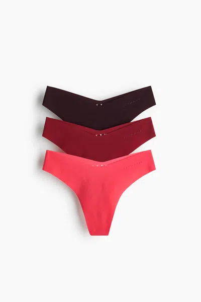 H&m 3-pack Sports Thong Briefs With Drymove In Red