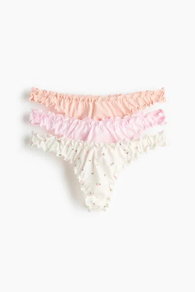 H&m 3-pack Thong Briefs With Overlocked Trim In Multi